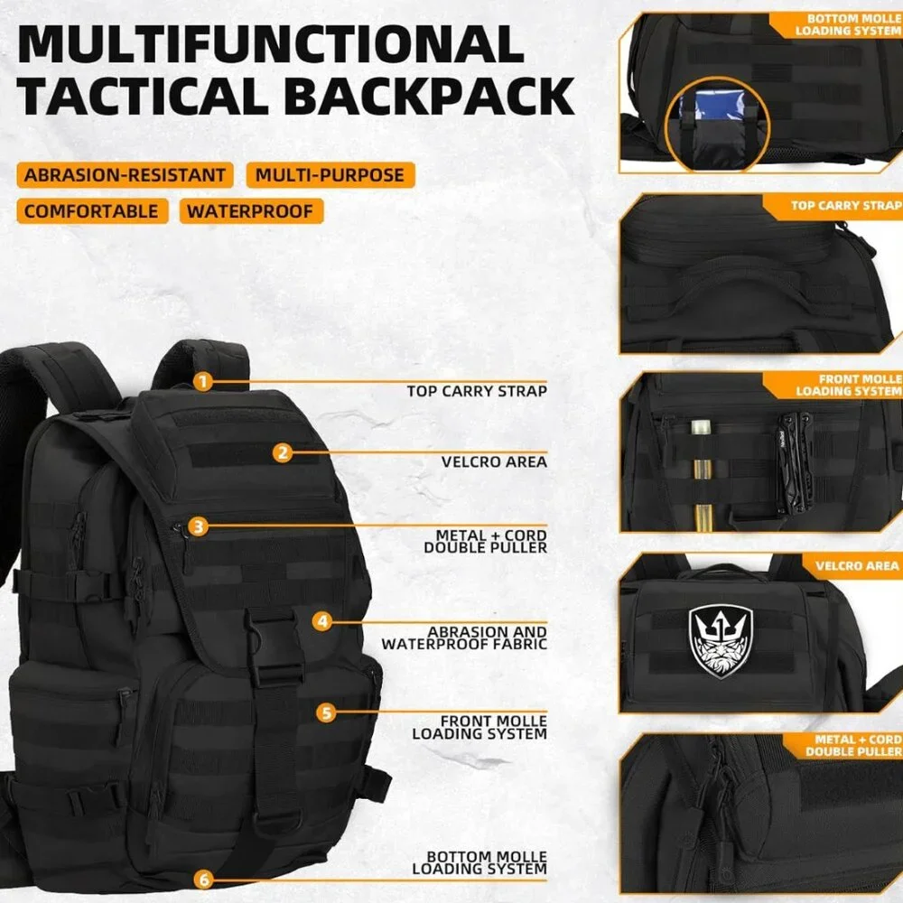 50L Military Tactical Backpack Hiking Waterproof Backpack Large Military Pack 3